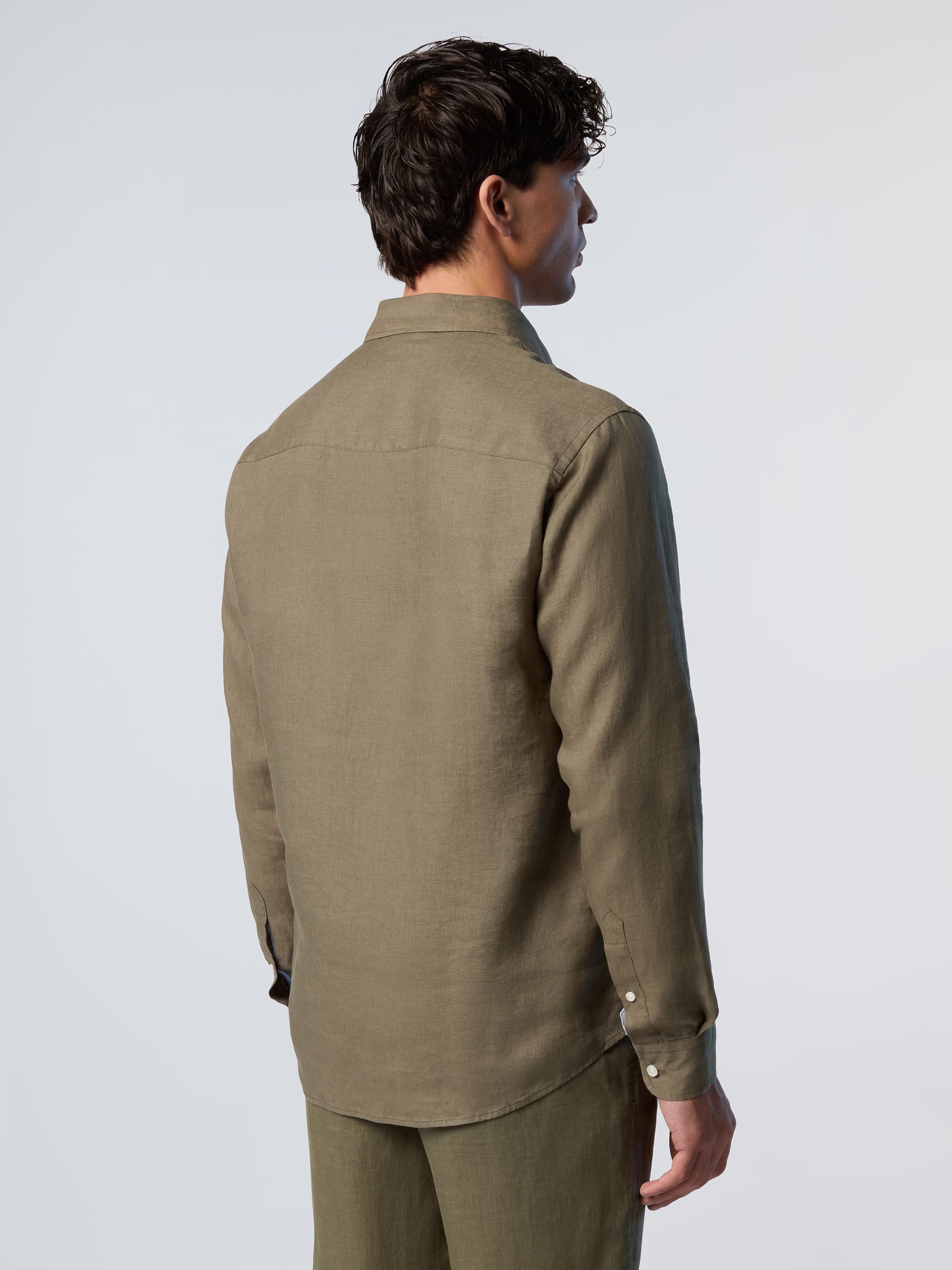 north sails, North Sails Shirt Linen With Embroidered Logo, Model 1