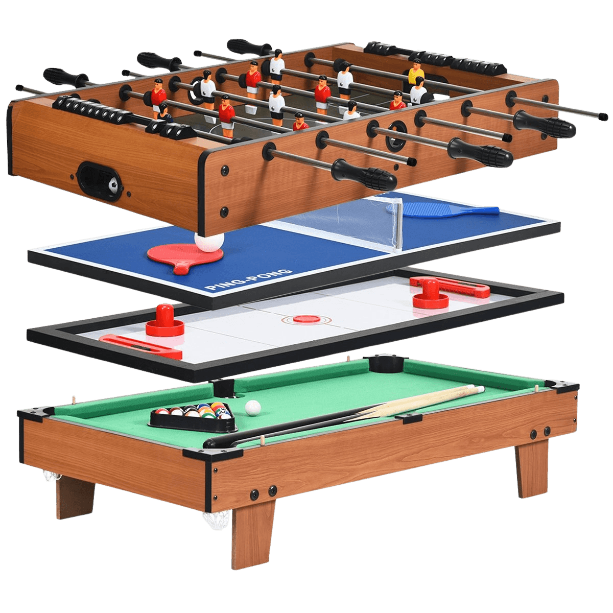 northix, 4-in-1 Game Table: Foosball, Billiards, Table Tennis, Hockey, Product 0