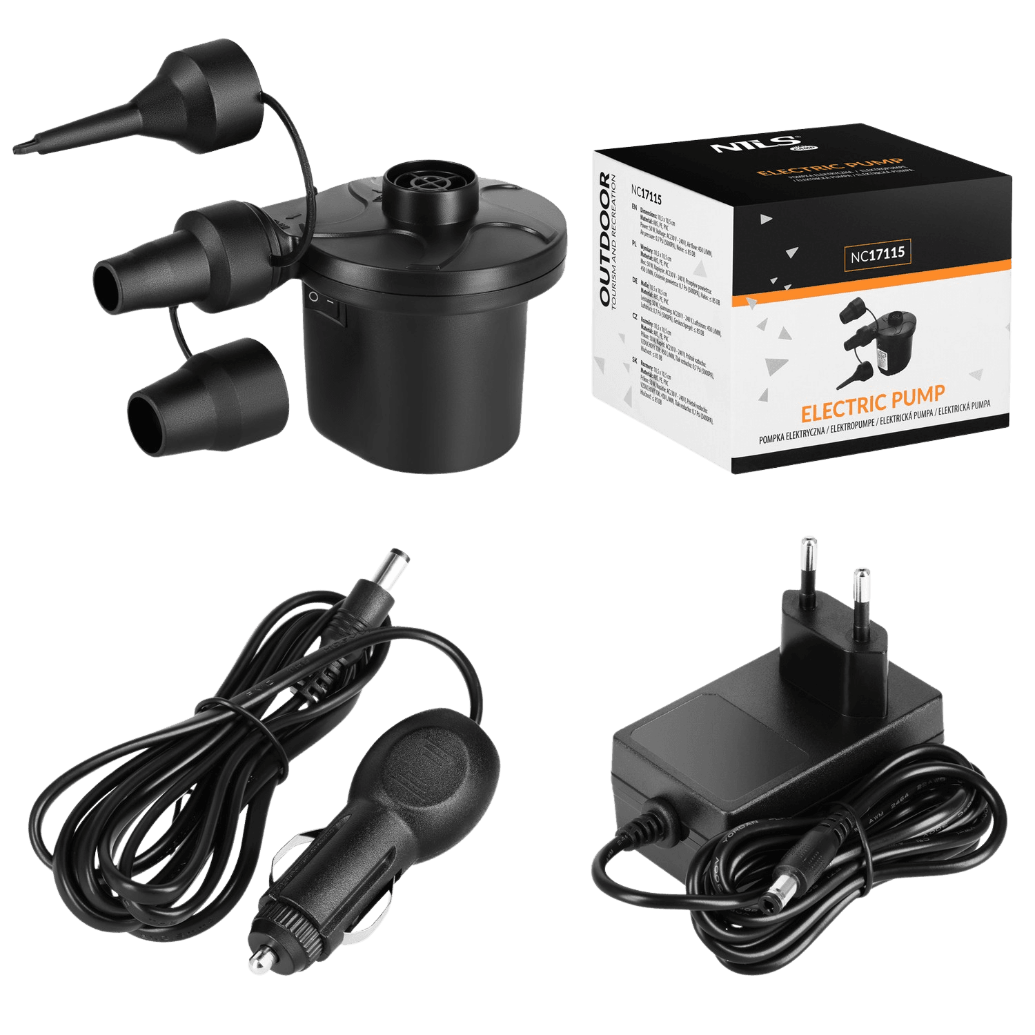 northix, Electric Air Pump 230v-12v With Adapters, Detail 1
