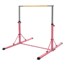 Hauki Gymnastics Bar For Kids, Pink, Adjustable Height 95.5-150 Cm, Foldable Training Bar, Pink