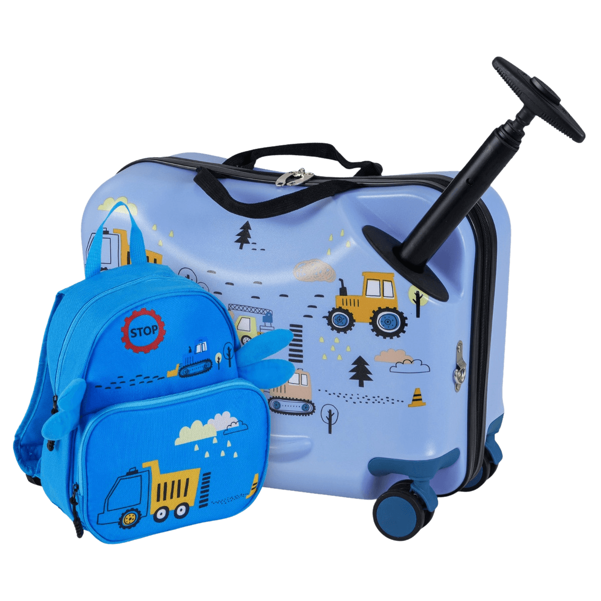 northix, Kids Luggage Set, 18in Ride-on Suitcase, 12in Backpack, Spinner Wheels, Detail 1