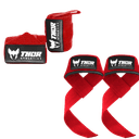 Thor Athletics Lifting Straps Incl. Wrist Wraps 60cm Flexible – Strength Training Bundle, Red