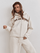 W VARSITY SWEAT ZIP HOOD, Brown