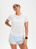 W Run Mesh Tee, White
