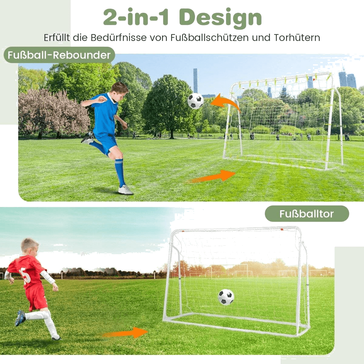 b2x, 2 In 1 Football Goal Rebounder Football Goals 187 X 60 X 102-122.5 Cm Children's Football Goal Set, Product 0