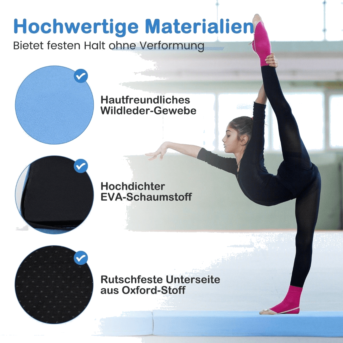 b2x, 210 Cm Balance Beam Gymnastics Beam Foldable Gymnastics Beam Non-slip Balance Beam Up To 73 Kg Blue, Product 0